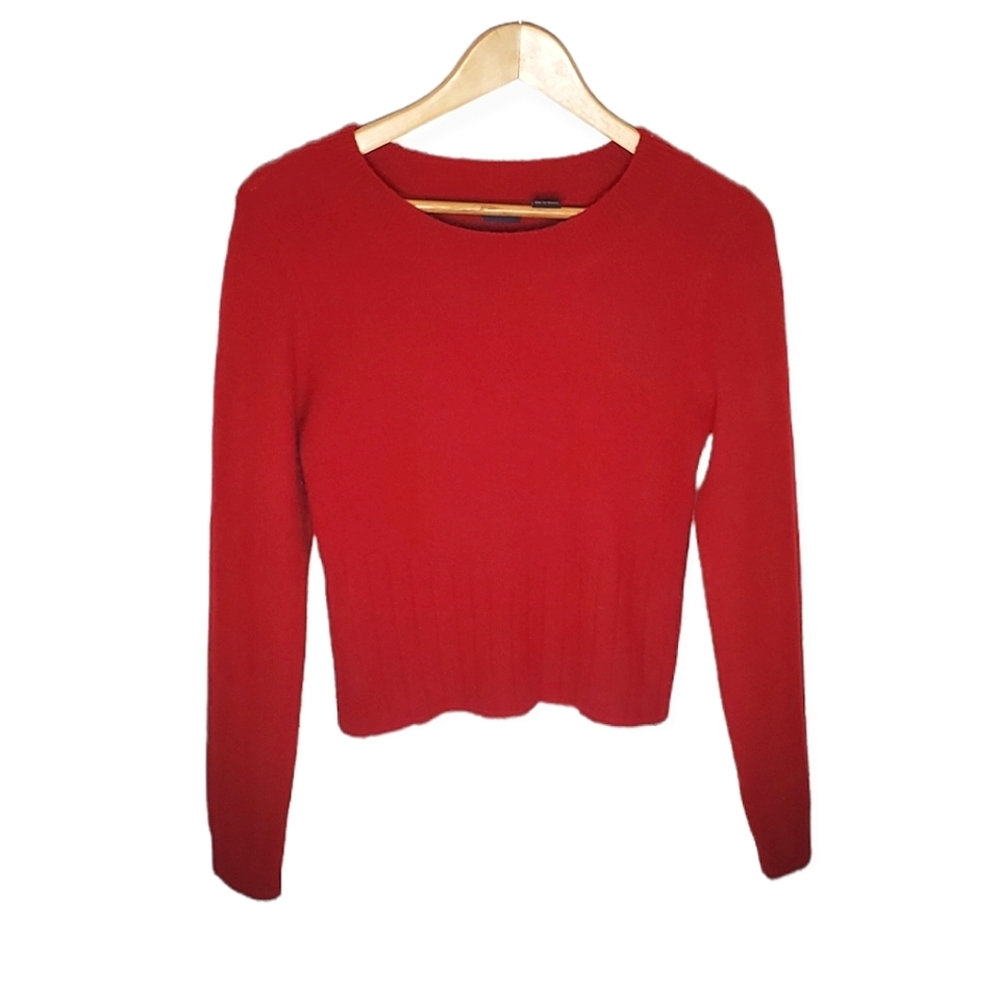 Basic Red Rounded Neck Long Sleeve Sweater